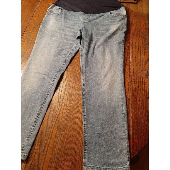 XXL Maternity Great Expectations Blue Denim Blue Jeans Over Bump with Pockets - Picture 2 of 8